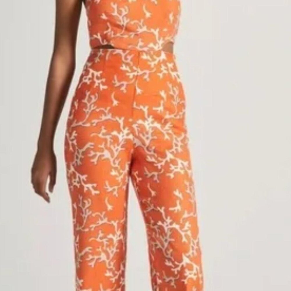 Maeve coral print jumpsuit